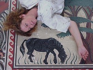 Mosaic Floorcloth at Kentwell Hall horse detail